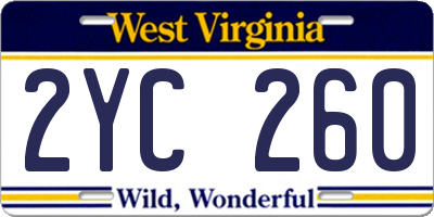 WV license plate 2YC260