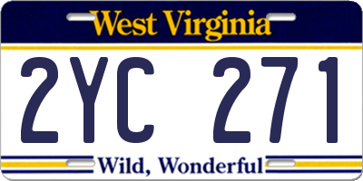 WV license plate 2YC271