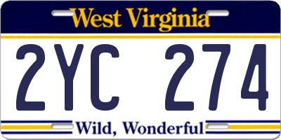 WV license plate 2YC274
