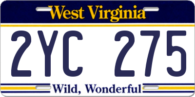 WV license plate 2YC275