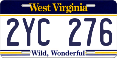 WV license plate 2YC276