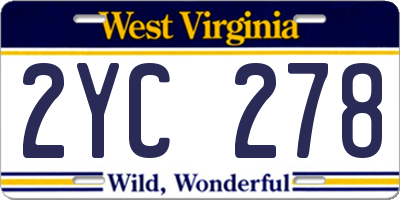 WV license plate 2YC278