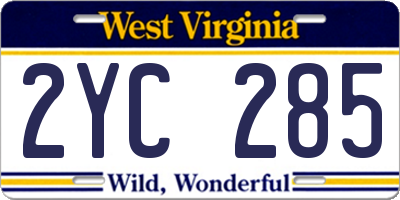 WV license plate 2YC285