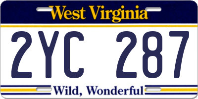 WV license plate 2YC287