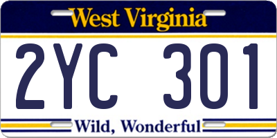 WV license plate 2YC301