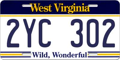 WV license plate 2YC302