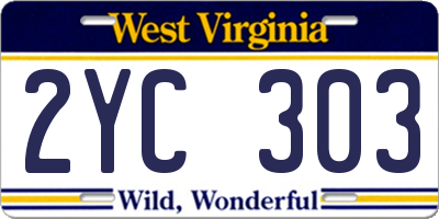 WV license plate 2YC303