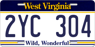 WV license plate 2YC304