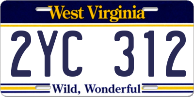 WV license plate 2YC312