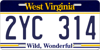 WV license plate 2YC314