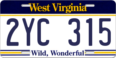 WV license plate 2YC315