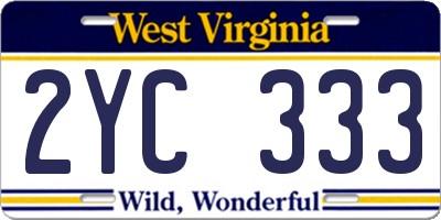 WV license plate 2YC333