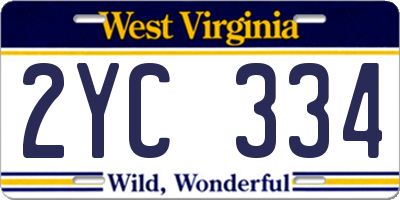 WV license plate 2YC334