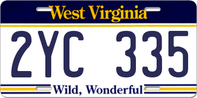 WV license plate 2YC335