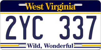 WV license plate 2YC337