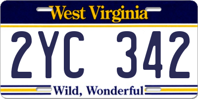 WV license plate 2YC342