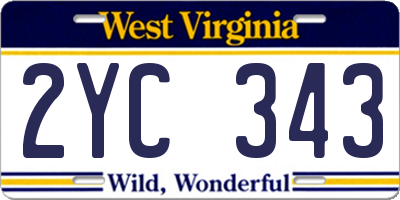 WV license plate 2YC343