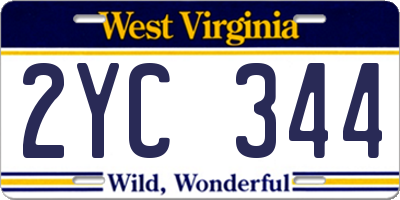 WV license plate 2YC344
