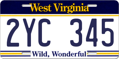 WV license plate 2YC345