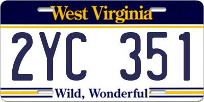 WV license plate 2YC351