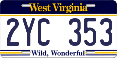 WV license plate 2YC353