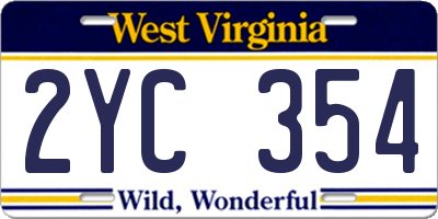 WV license plate 2YC354