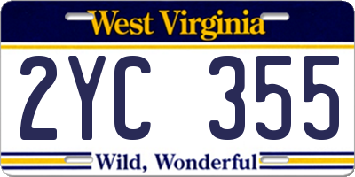 WV license plate 2YC355