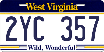 WV license plate 2YC357