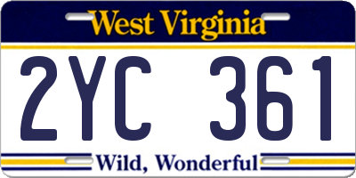 WV license plate 2YC361