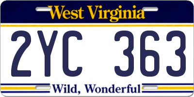 WV license plate 2YC363