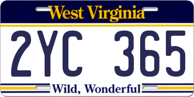 WV license plate 2YC365