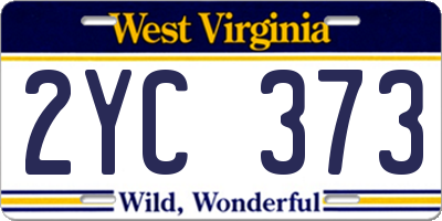 WV license plate 2YC373