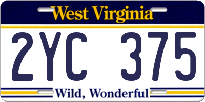 WV license plate 2YC375