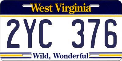 WV license plate 2YC376