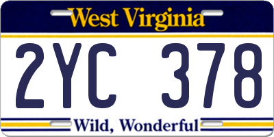 WV license plate 2YC378