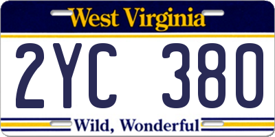 WV license plate 2YC380