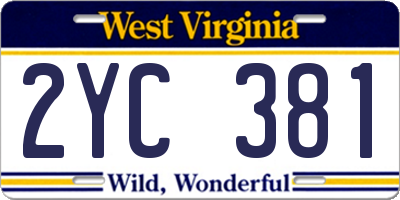 WV license plate 2YC381