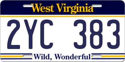 WV license plate 2YC383