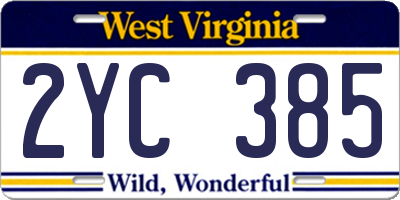 WV license plate 2YC385