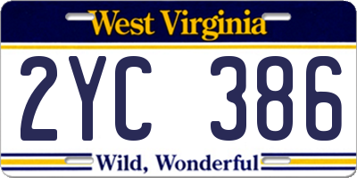 WV license plate 2YC386