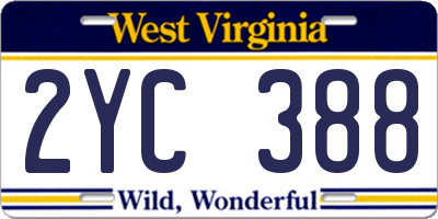 WV license plate 2YC388