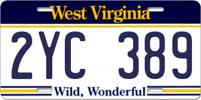 WV license plate 2YC389