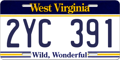 WV license plate 2YC391