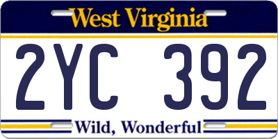 WV license plate 2YC392