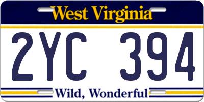 WV license plate 2YC394