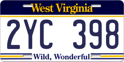 WV license plate 2YC398