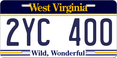 WV license plate 2YC400