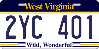 WV license plate 2YC401