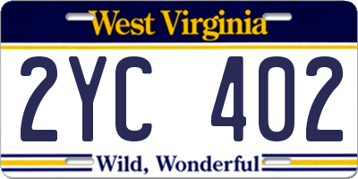 WV license plate 2YC402