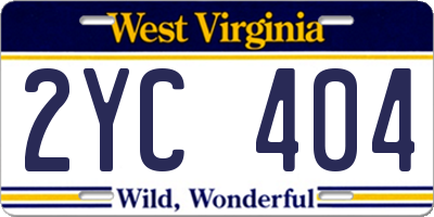 WV license plate 2YC404